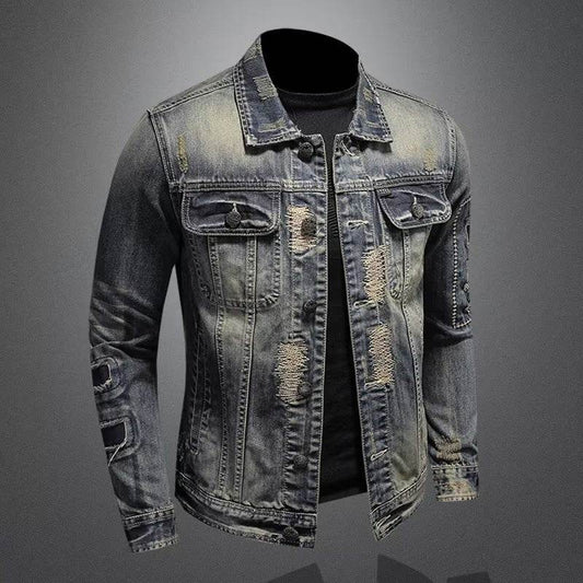 Spring And Autumn Retro Distressed Men's Denim Coat - MYLUXURY LANE ENTERPRISE
