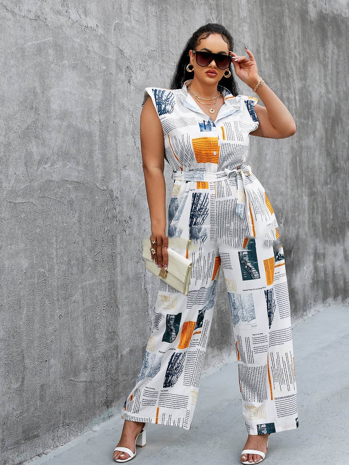 European And American Style Print Short Short Sleeve Fashion Slim Contrast Color Jumpsuit - MYLUXURY LANE ENTERPRISE