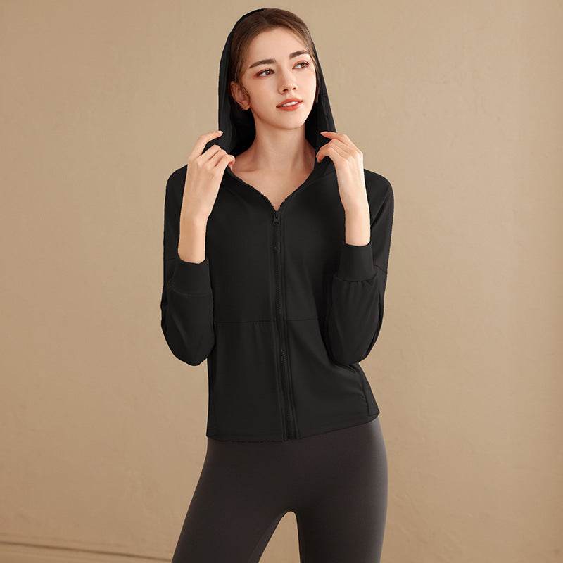 Yoga Clothing Top Long-sleeve Zipper Hooded Sports Jacket - MYLUXURY LANE ENTERPRISE