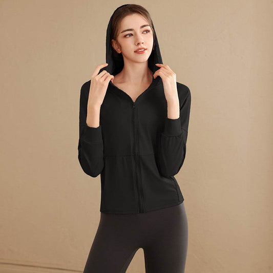 Yoga Clothing Top Long-sleeve Zipper Hooded Sports Jacket - MYLUXURY LANE ENTERPRISE