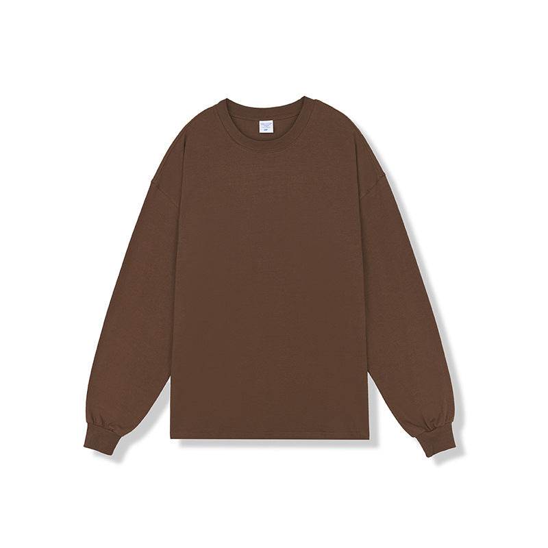 280g Solid Color Heavy Cotton Loose Basic Style Bottoming Long Sleeve T-shirt - MYLUXURY LANE ENTERPRISE