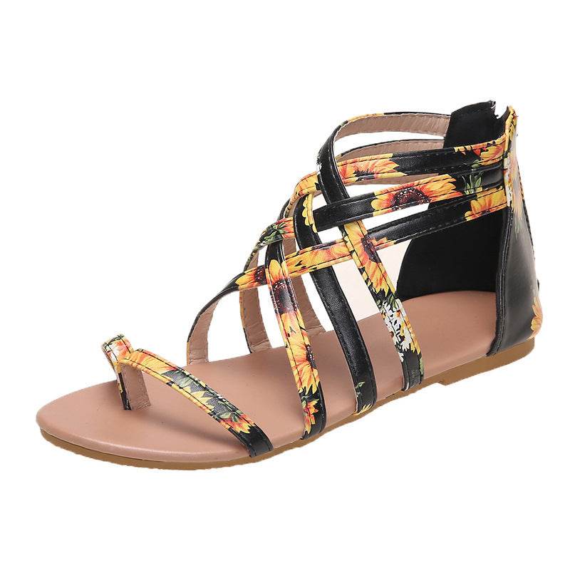 Women's Woven Cross Strap Back Zipper Sandals - MYLUXURY LANE ENTERPRISE