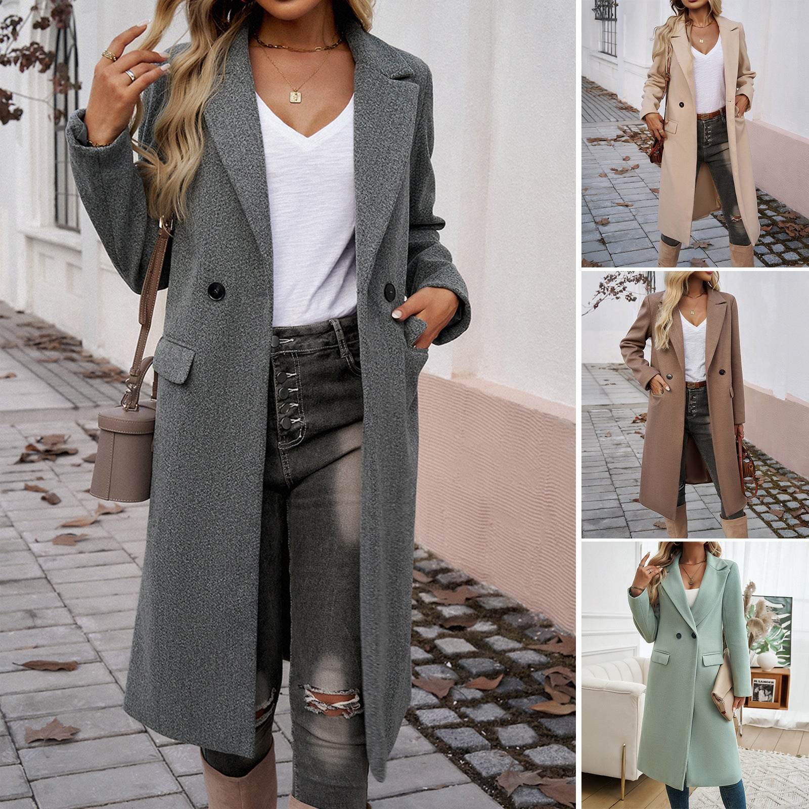 Lady Temperament Commuting Turn-down Collar Coat - MYLUXURY LANE ENTERPRISE