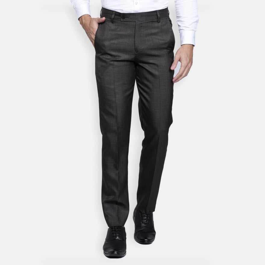 Lycra Blend Solid Regular Fit Mens Formal Trousers - MYLUXURY LANE ENTERPRISE