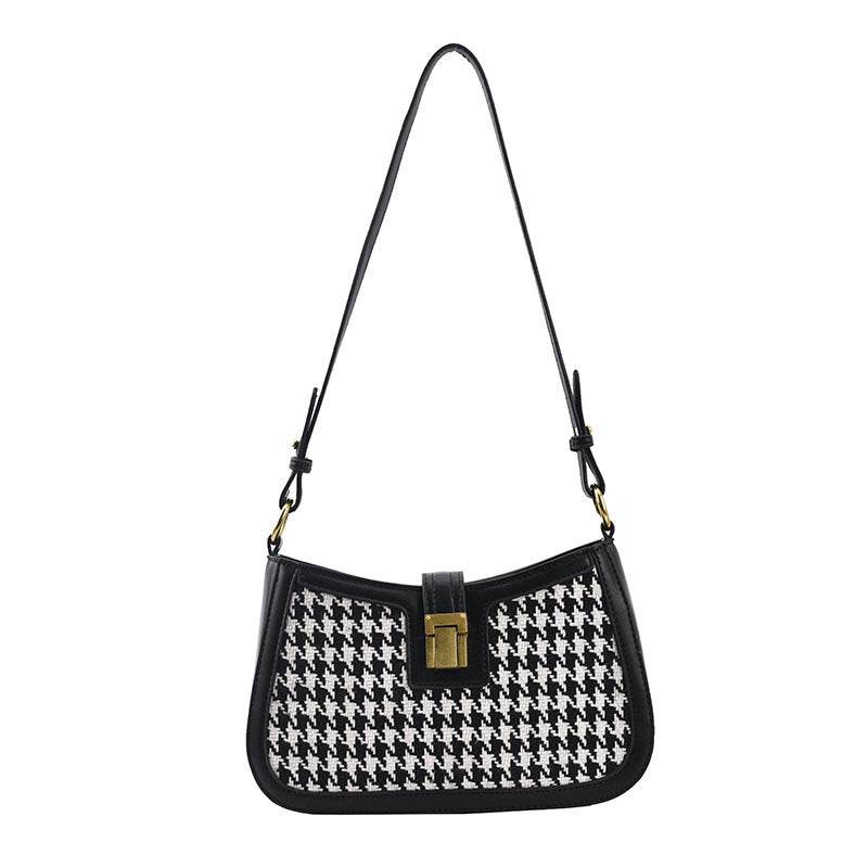 Houndstooth Lock Check Women's Bag Shoulder Bag - MYLUXURY LANE ENTERPRISE