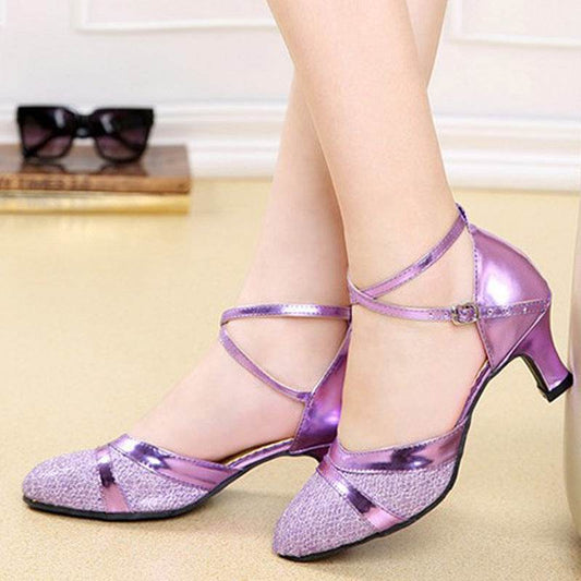 Women's Toe-covered Mid Heel Soft Bottom Dancing Shoes - MYLUXURY LANE ENTERPRISE