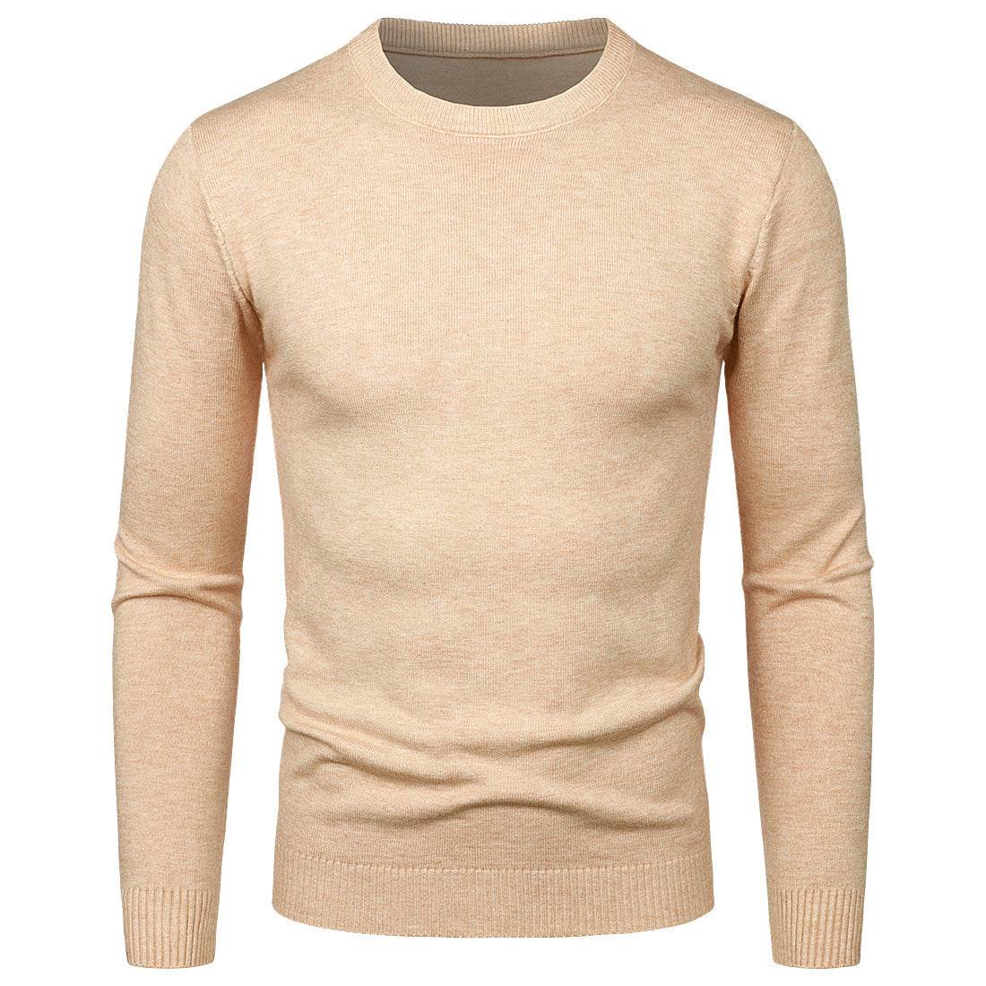 Men's Round Neck Sweater Solid Color Simple Free Size Long Sleeve Sweater - MYLUXURY LANE ENTERPRISE
