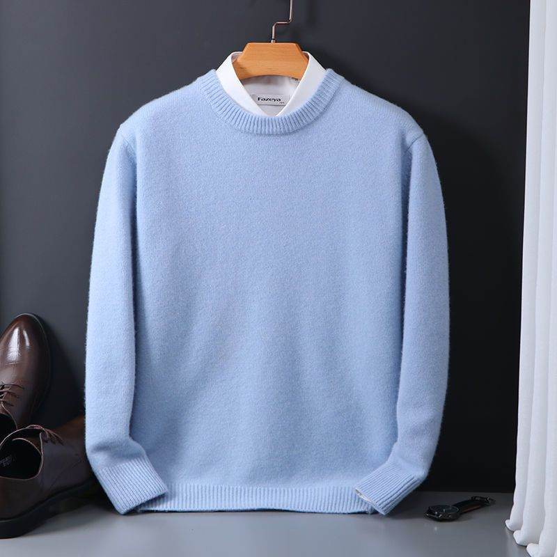 Round Neck Sweater Men's Loose Oversized Knit Bottoming Shirt - MYLUXURY LANE ENTERPRISE