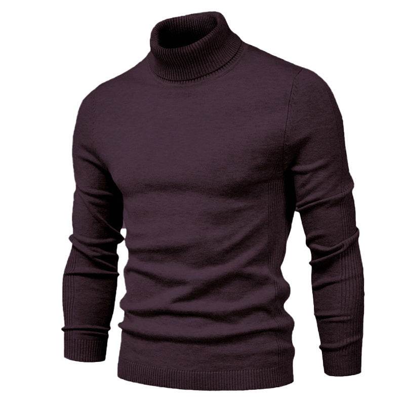 Men's Solid Color Slim Pullover Turtleneck Sweater Winter Casual Tops Clothing - MYLUXURY LANE ENTERPRISE