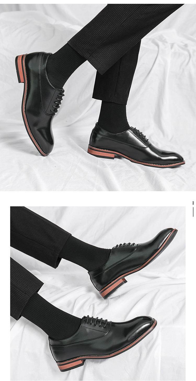 Men's Formal Leather Lace-up Rubber Sole Business Men's Shoes Gentleman - MYLUXURY LANE ENTERPRISE