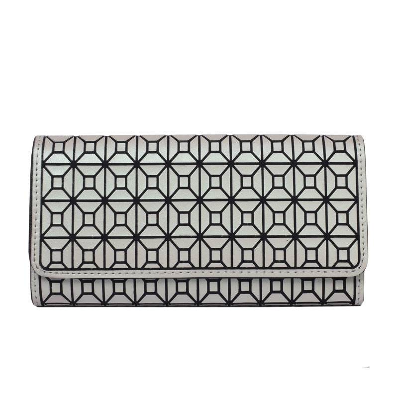 Geometric Rhombus Silicone Long Tri-fold Mobile Phone Wallet - MYLUXURY LANE ENTERPRISE