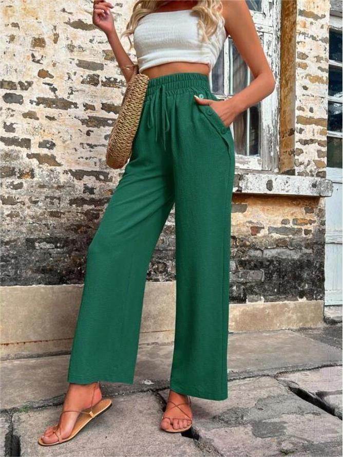 Casual Elastic High Waist Loose Trousers - MYLUXURY LANE ENTERPRISE