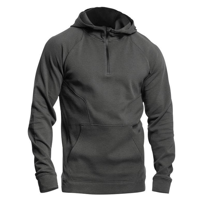 Cross-border Ebay New Long Sleeve Sweater Leisure Pullover Hooded Half Zipper Block Brushed Hoody Men - MYLUXURY LANE ENTERPRISE