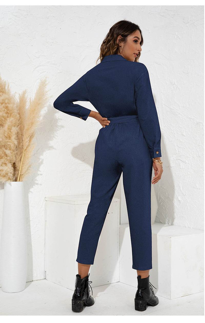 Lapel Fashion Temperament High-waisted Cropped Trousers - MYLUXURY LANE ENTERPRISE