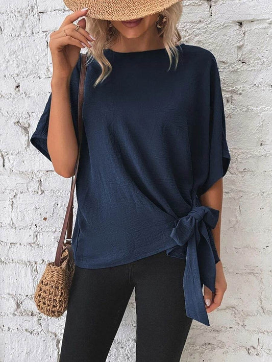 Women's Solid Color Batwing Sleeve Loose Top - MYLUXURY LANE ENTERPRISE
