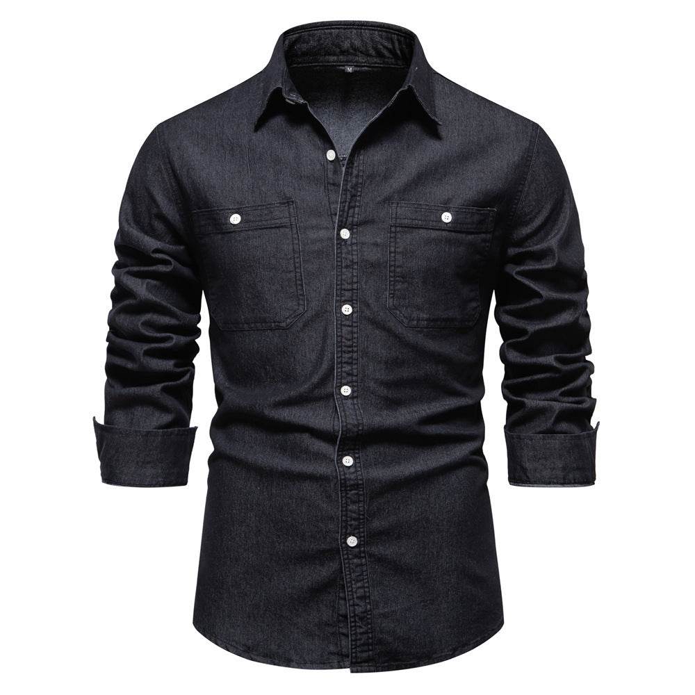 Men's Fashion Casual Denim Long Sleeve Shirt - MYLUXURY LANE ENTERPRISE