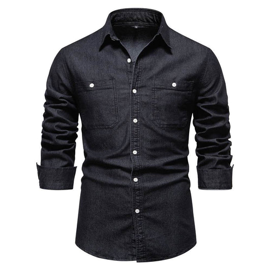 Men's Fashion Casual Denim Long Sleeve Shirt - MYLUXURY LANE ENTERPRISE