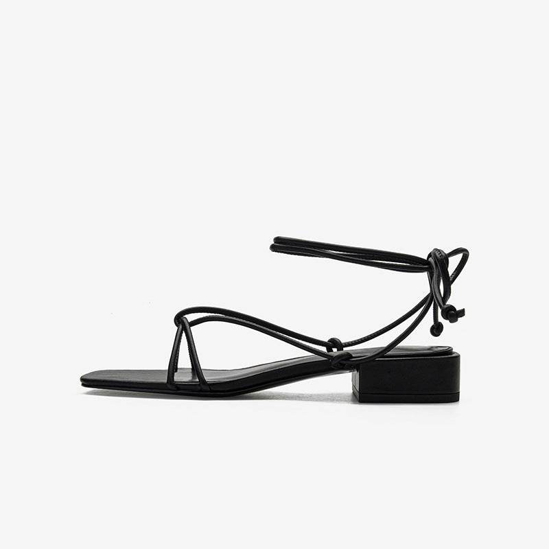 Strappy square toe low heel sandals - MYLUXURY LANE ENTERPRISE