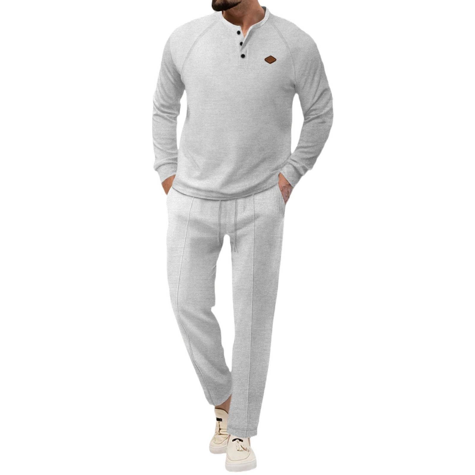 Men's Solid Color Long Sleeve Trousers Suit - MYLUXURY LANE ENTERPRISE