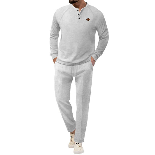 Men's Solid Color Long Sleeve Trousers Suit - MYLUXURY LANE ENTERPRISE