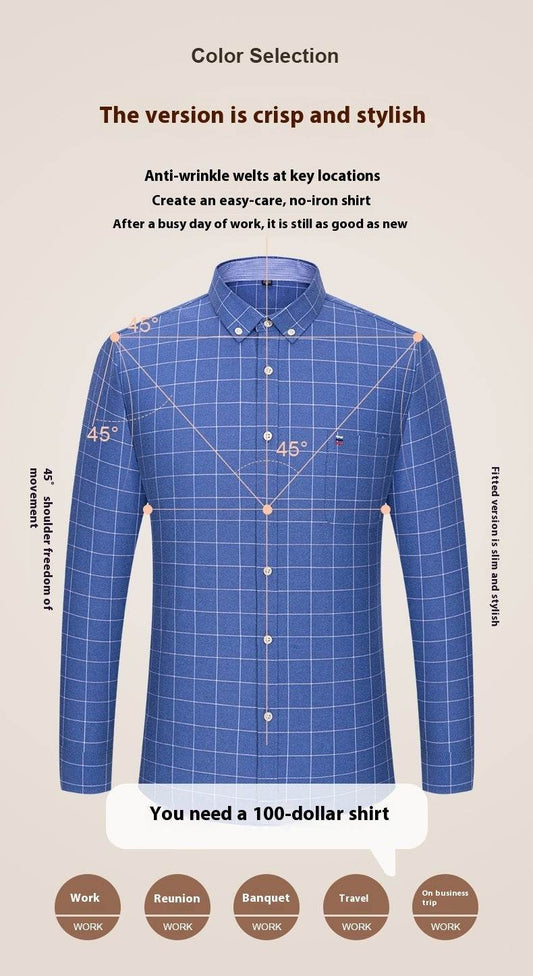Men's Cotton Plaid Long-sleeved Oxford Casual Shirt - MYLUXURY LANE ENTERPRISE