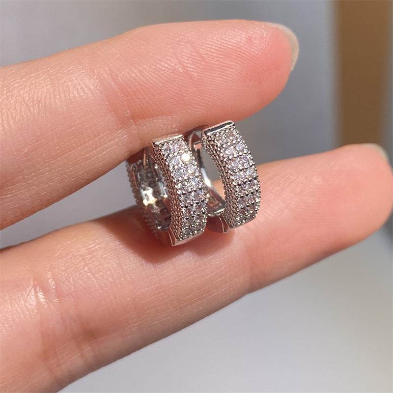Earrings Studded With Zircon Gold Silver Rose Gold Simple Full Diamond - MYLUXURY LANE ENTERPRISE