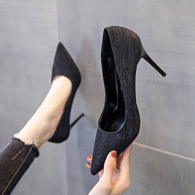 Pointed Non-tiring Feet Black Commuter Workplace High Heels - MYLUXURY LANE ENTERPRISE