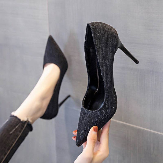 Pointed Non-tiring Feet Black Commuter Workplace High Heels - MYLUXURY LANE ENTERPRISE