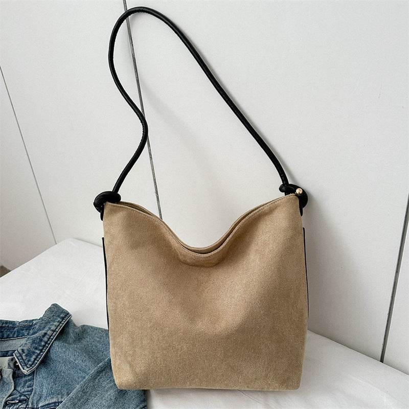 Large Capacity Frosted Suede Fashion Casual Shoulder Underarm Tote Handbag - MYLUXURY LANE ENTERPRISE