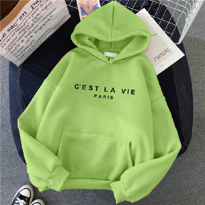 Loose Hooded Sweater Student Hoodie With Letter Print Sports Tops - MYLUXURY LANE ENTERPRISE