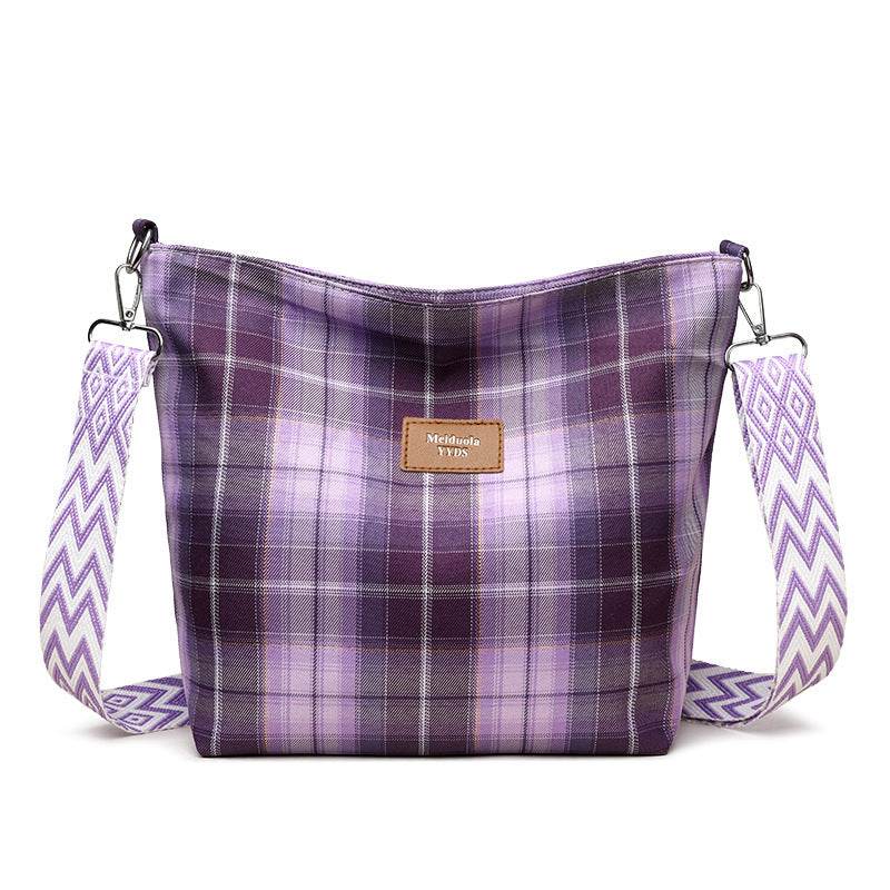 Large Capacity Contrast Color Check One-shoulder Versatile Commuter Messenger Bag - MYLUXURY LANE ENTERPRISE