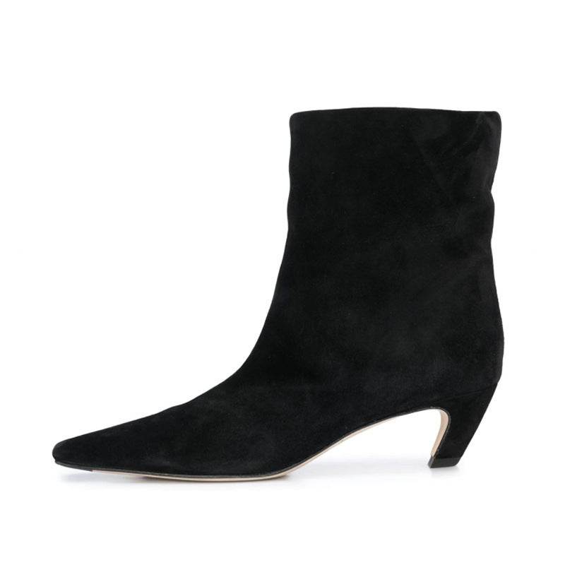 Women's Square Head Solid Color All-matching Chunky Heel Short Boots - MYLUXURY LANE ENTERPRISE