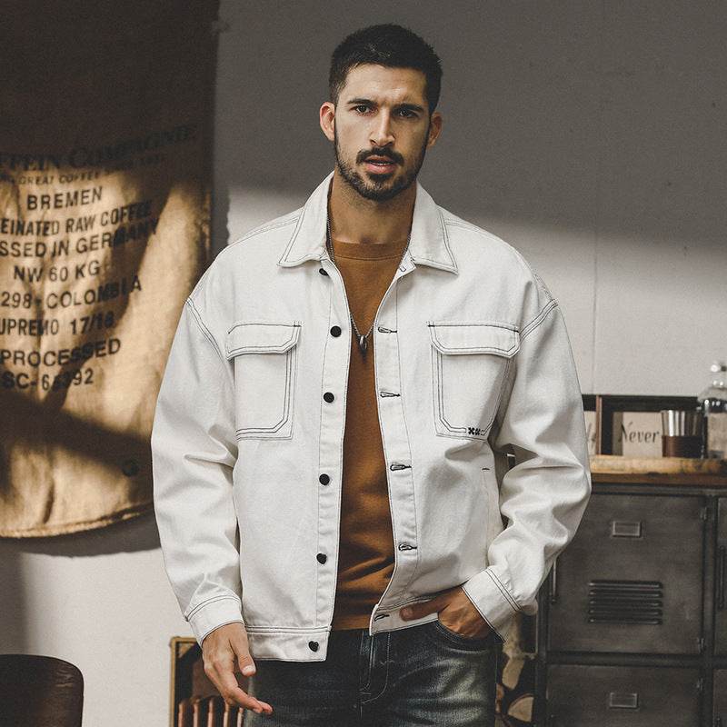Denim Coat Men's Autumn American Simple All-matching - MYLUXURY LANE ENTERPRISE