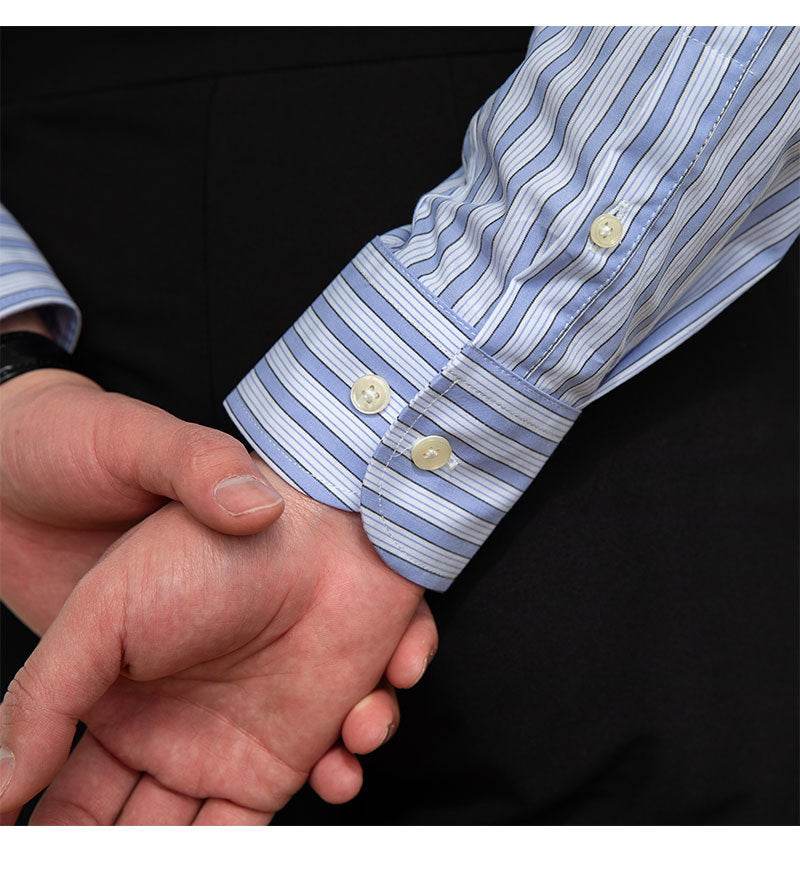 One-piece Collar Striped Shirt Men's Cotton Breathable Casual Shirt - MYLUXURY LANE ENTERPRISE
