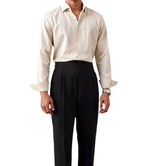 Italian One-piece Collar White Shirt Men's Long Sleeve - MYLUXURY LANE ENTERPRISE