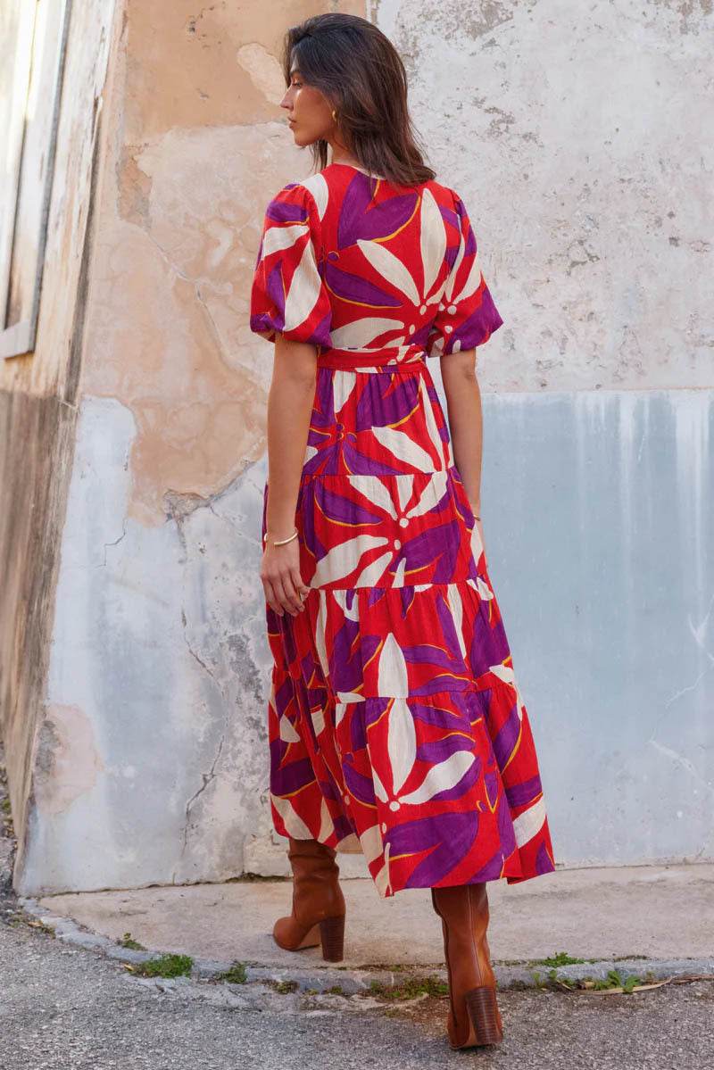 Summer New Casual V-neck Printing Mid-length Dress - MYLUXURY LANE ENTERPRISE