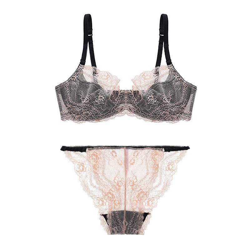 European And American French Ultra-thin Breathable Gather Bra Set - MYLUXURY LANE ENTERPRISE
