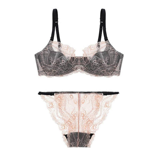 European And American French Ultra-thin Breathable Gather Bra Set - MYLUXURY LANE ENTERPRISE