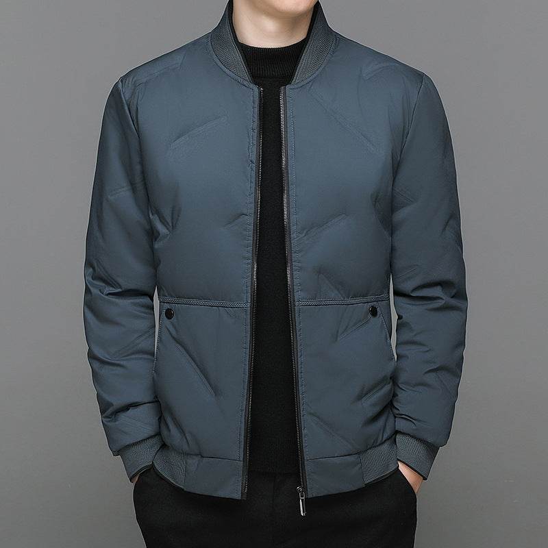 Fashion Down Jacket Winter Warm Baseball Jacket For Men Casual All-match Solid Color Coat - MYLUXURY LANE ENTERPRISE