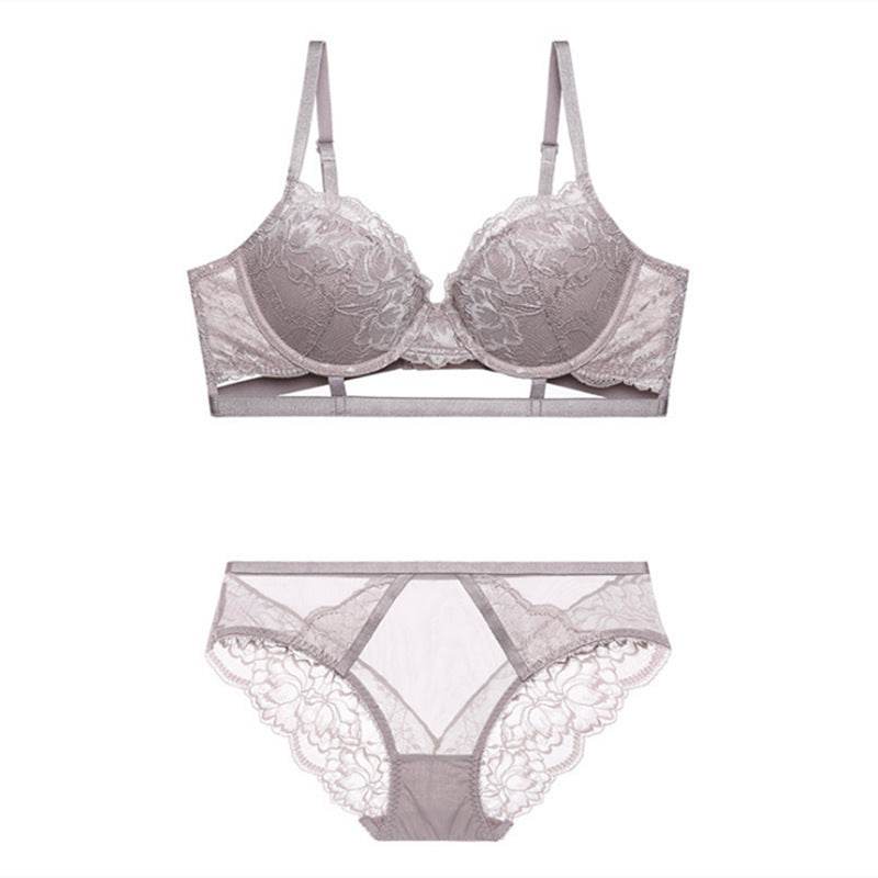 European And American Lace Underwear Women's Gather Bandage Bra Set - MYLUXURY LANE ENTERPRISE