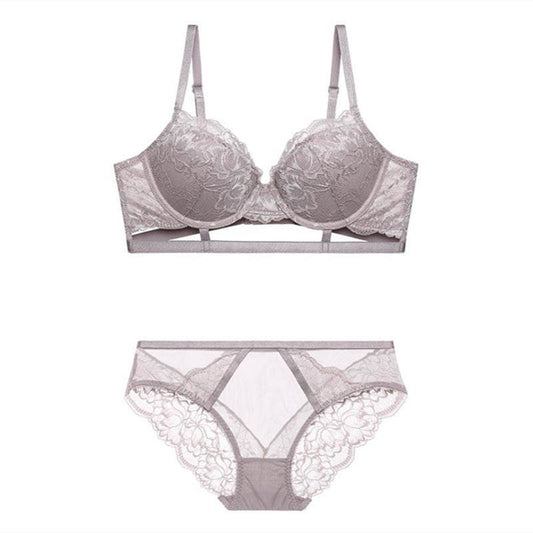 European And American Lace Underwear Women's Gather Bandage Bra Set - MYLUXURY LANE ENTERPRISE
