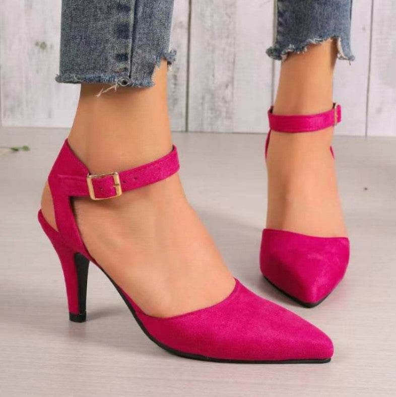 Pointed-toe Square Buckle Shoes High Heels Fashion - MYLUXURY LANE ENTERPRISE