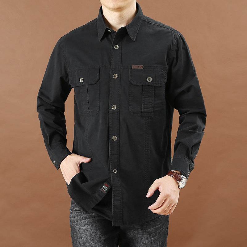 Men's Casual Loose Long Sleeve Solid Color Shirt - MYLUXURY LANE ENTERPRISE