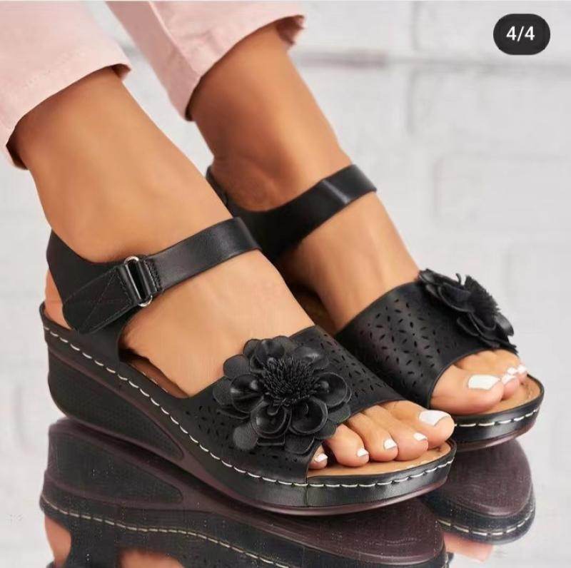 Women's Summer Plus Size Hollow-out Flower Platform Wedge Sandals - MYLUXURY LANE ENTERPRISE