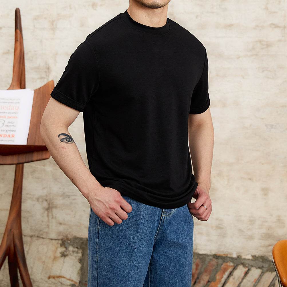 Skin-friendly Soft Glutinous Draping Short Sleeve Round Neck T-shirt - MYLUXURY LANE ENTERPRISE