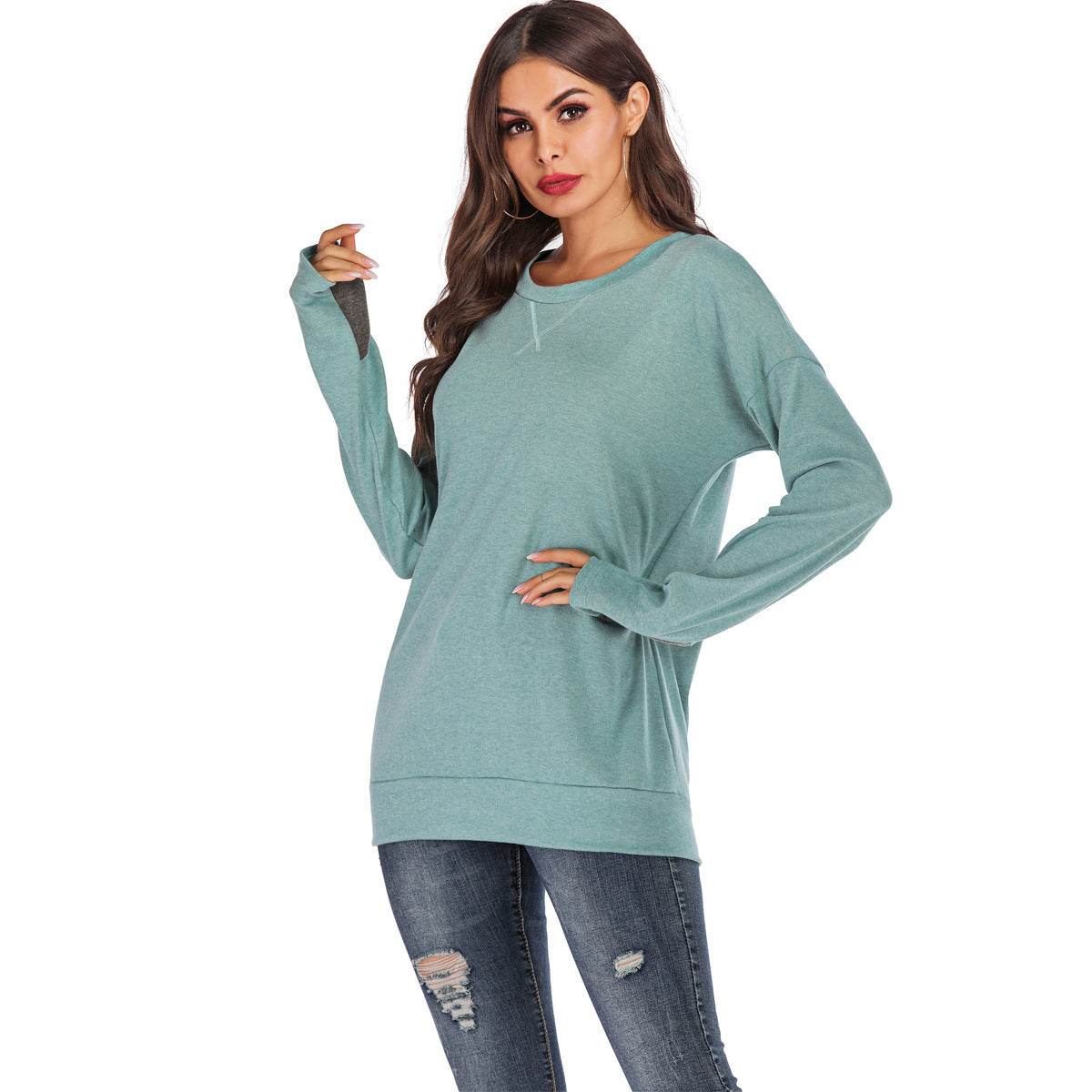 Women's Fashion Pullover Round Neck Long Sleeve - MYLUXURY LANE ENTERPRISE