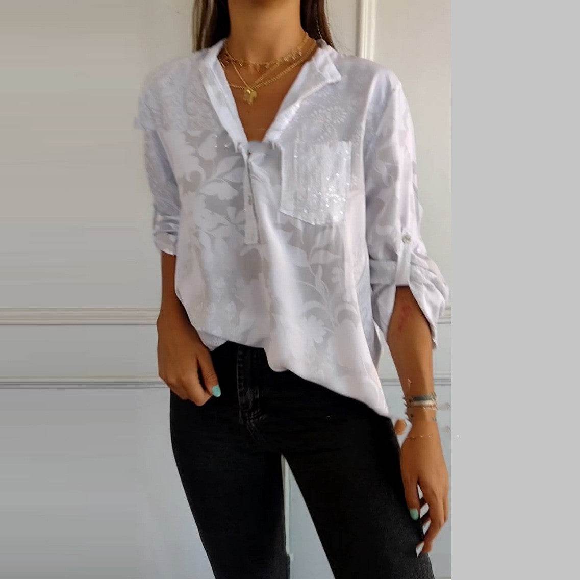 European And American Women's Clothing Fashion Elegant Printed Shirt Top - MYLUXURY LANE ENTERPRISE