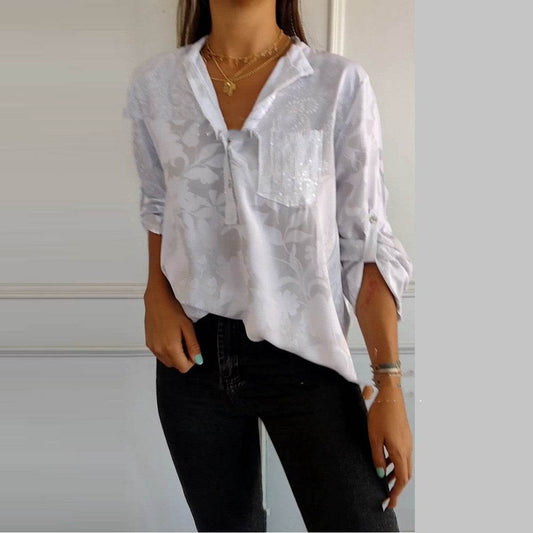 European And American Women's Clothing Fashion Elegant Printed Shirt Top - MYLUXURY LANE ENTERPRISE