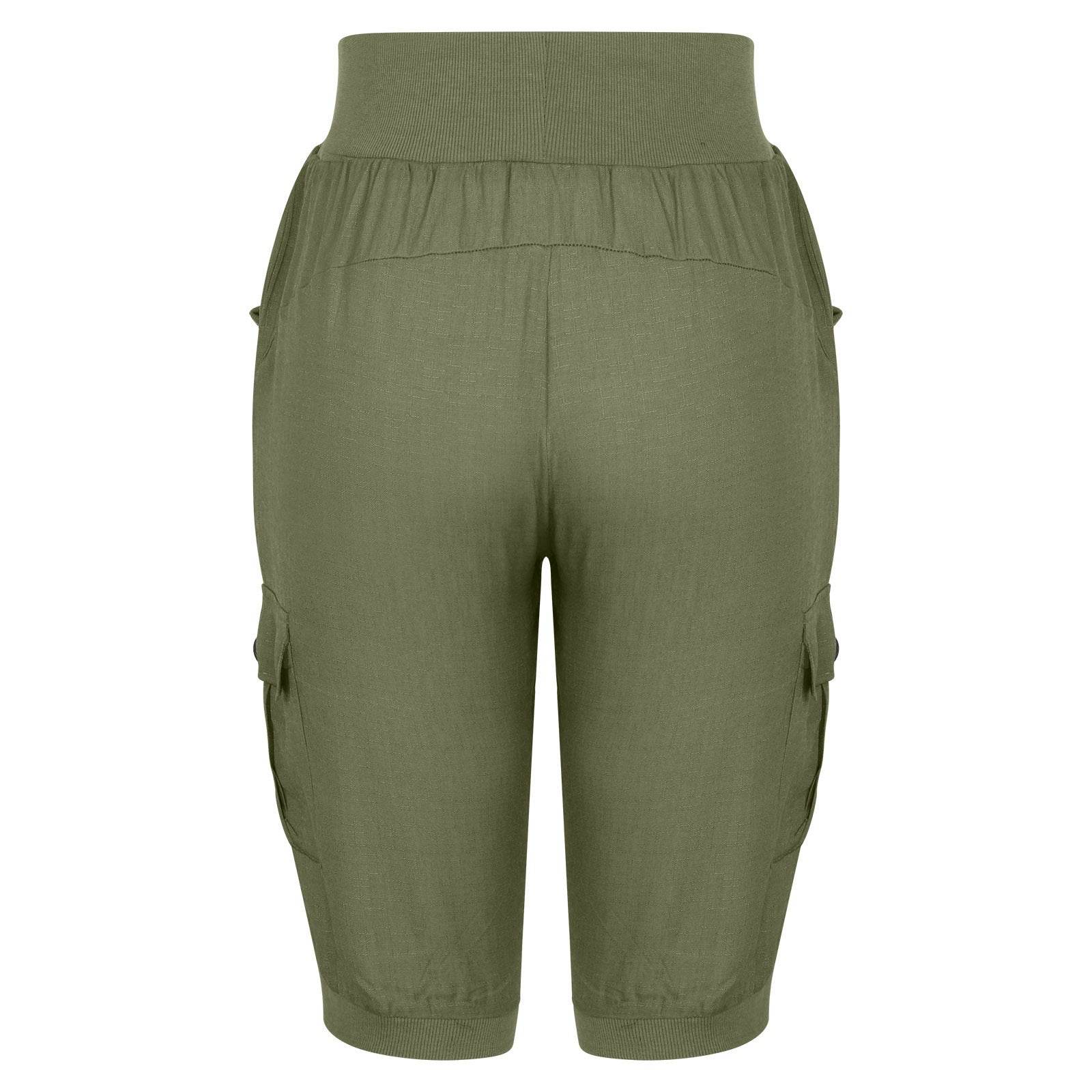 Women's Cropped Pants Cotton Linen Cargo Pocket Casual Pants - MYLUXURY LANE ENTERPRISE