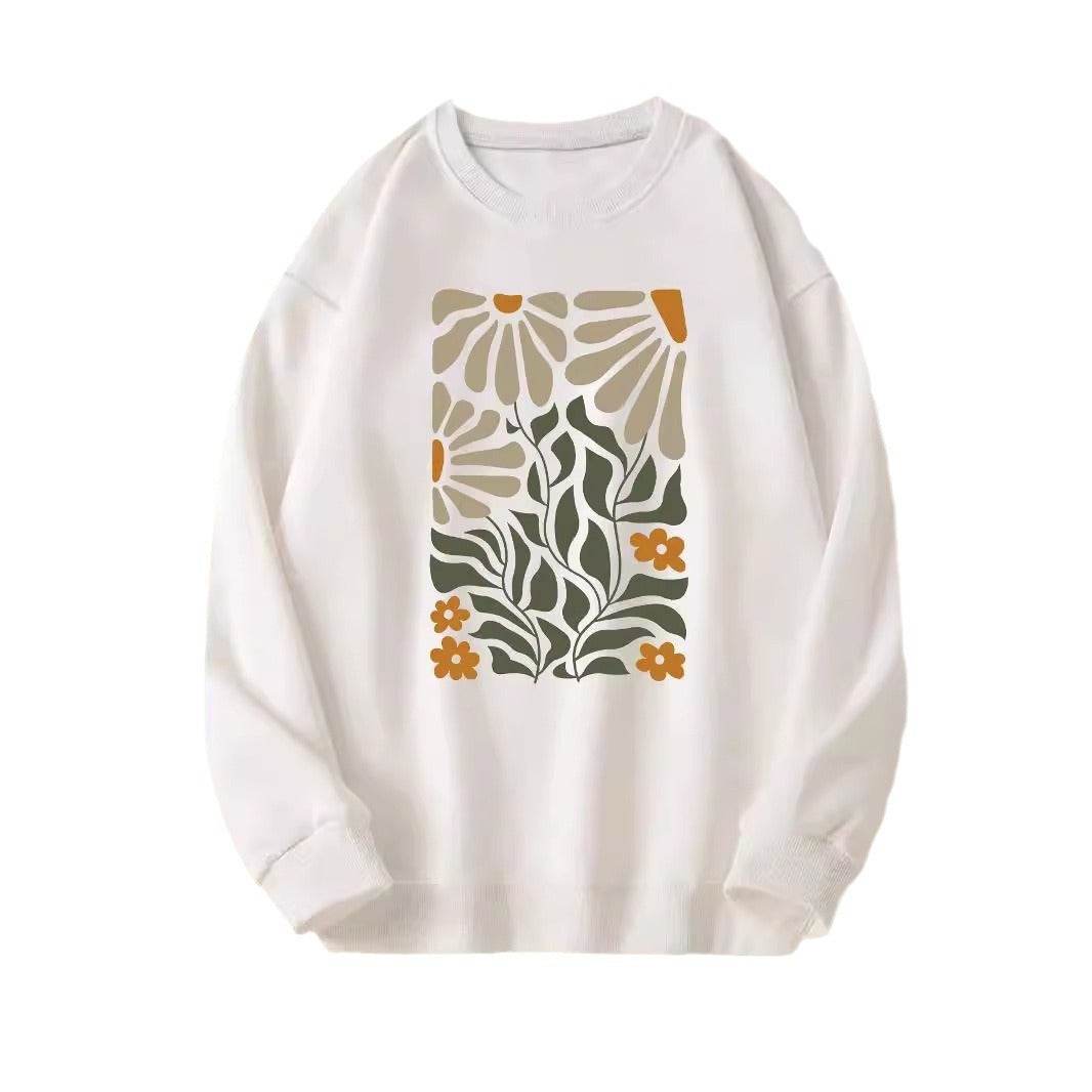 Flowers And Plants Round Neck Long Sleeve Sweater For Women - MYLUXURY LANE ENTERPRISE